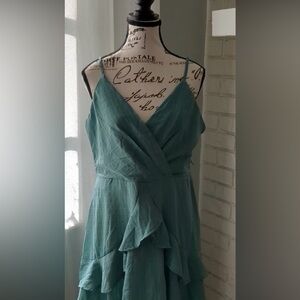 Trixxi Teal Ruffle Dress
